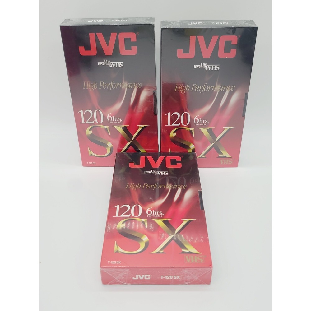 NEW Lot of (3) New Sealed JVC VHS SX High Performance T-120 SX Tapes